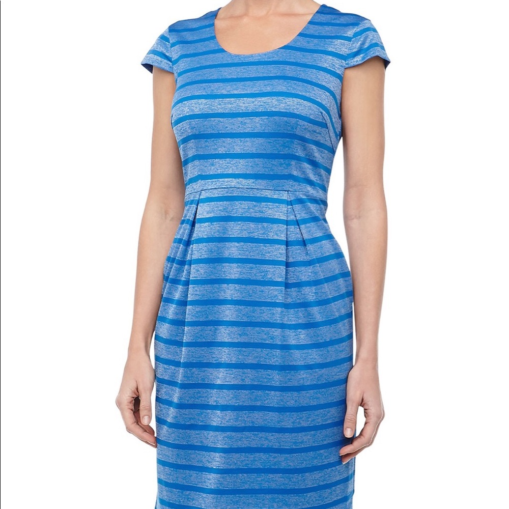 Marc New York Metallic Striped Cap Dress, Blue